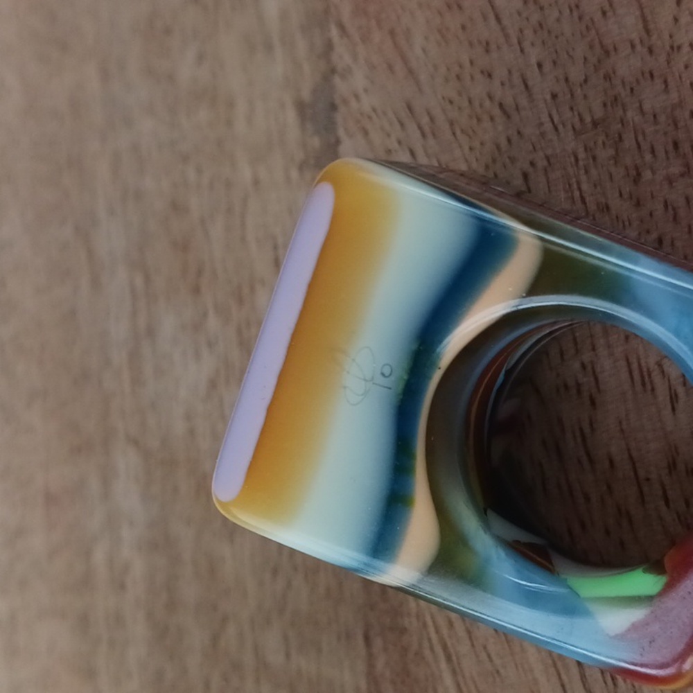 Sobral Pop Art Multicolor Carre Grande Ring Vintage NWOT Signed - Picture 2 of 8
